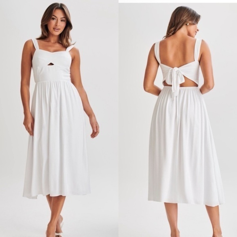 NWT XXXL White Thandi Midi Dress Back Tie Cutout fits more like XXL 2X